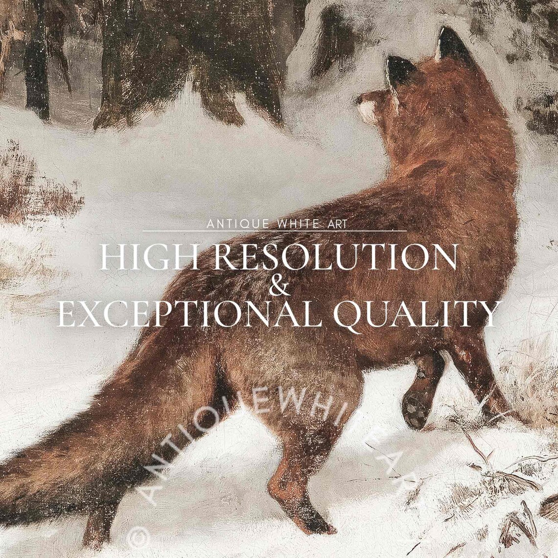 Vintage Farmhouse Fox In Winter Christmas Art Print - Image 3