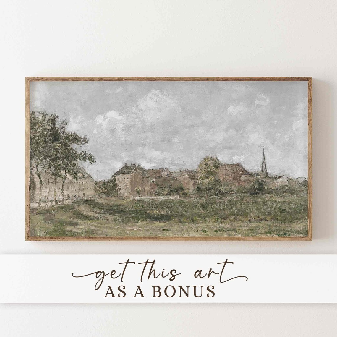 White Wildflower Field Tall Grass Warm Tone Oil Art Wall TV Poster - Image 2