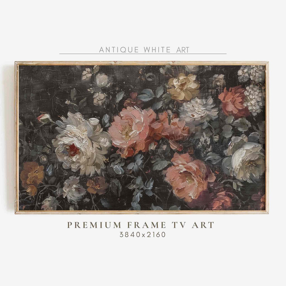 Dark Academia Moody Floral Bouquet Black Botanical Art Wall Poster