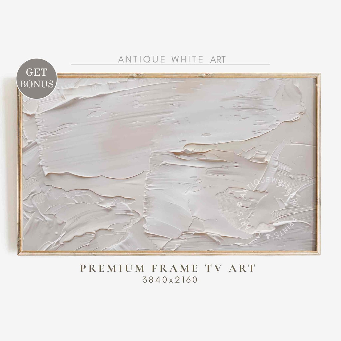 White Textured 3D Abstract Plaster Palette Knife Art Wall TV Poster