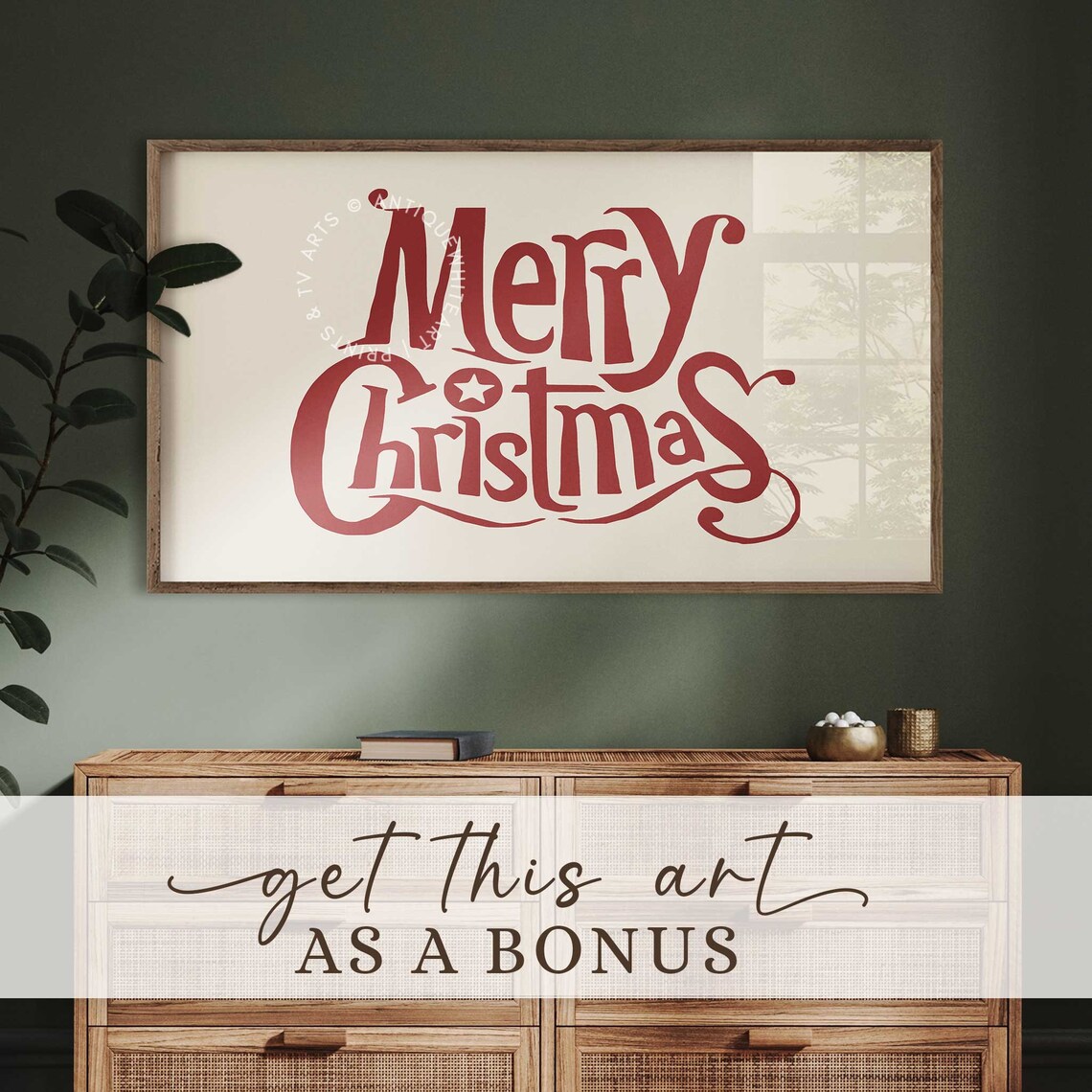 Vintage Christmas Santa's Sleigh Art Print, Farmhouse - Image 4
