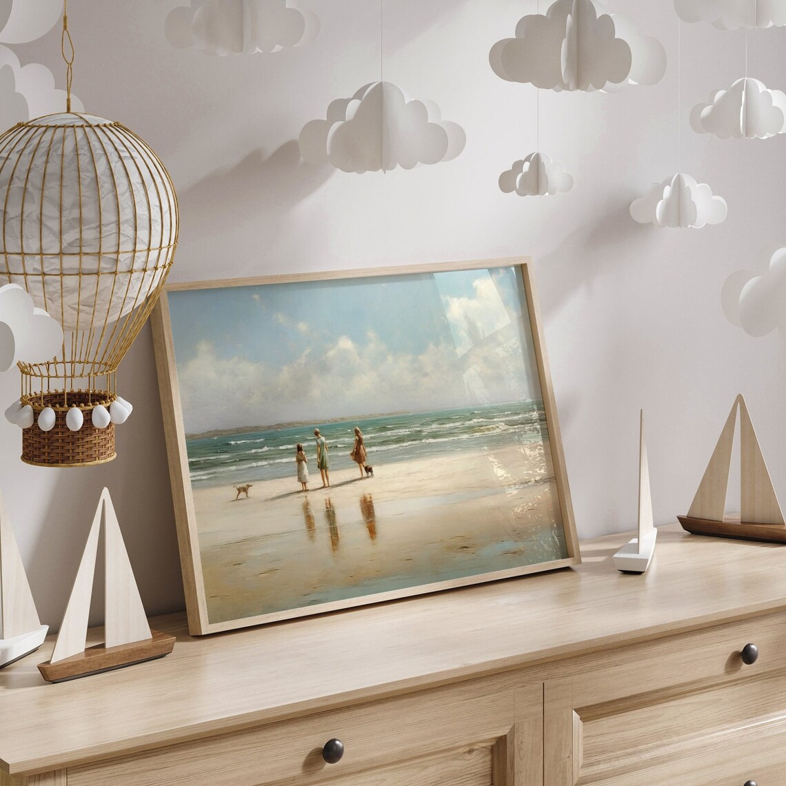 Soft Coastal Landscape Neutral Beach Art Print - Image 2