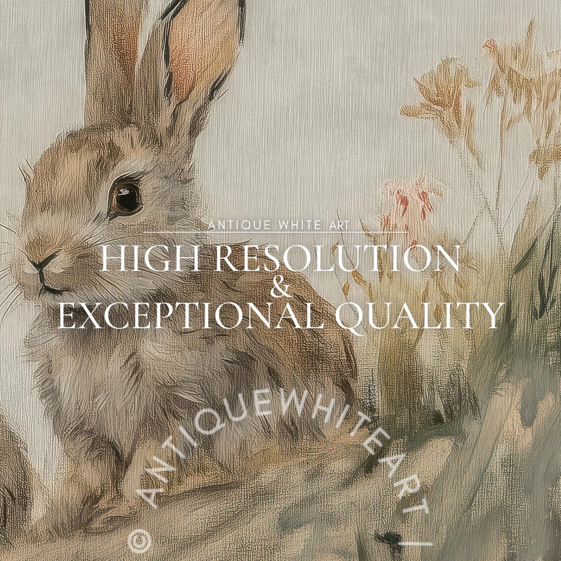 Easter Bunnies Painting, Muted Farmhouse Spring - Image 2