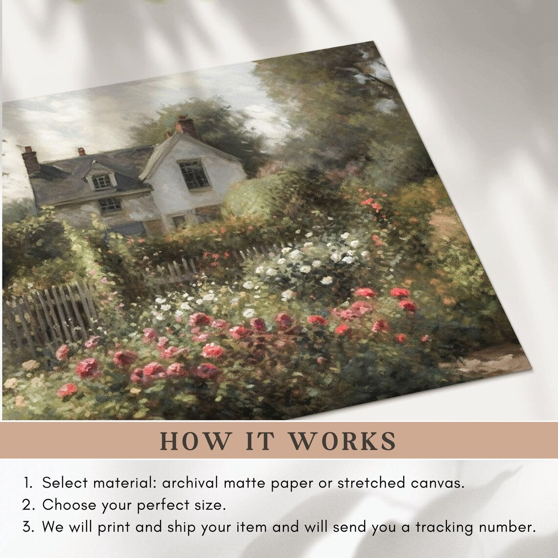 Spring Cottage Rose Garden Painting Art Print - Image 4