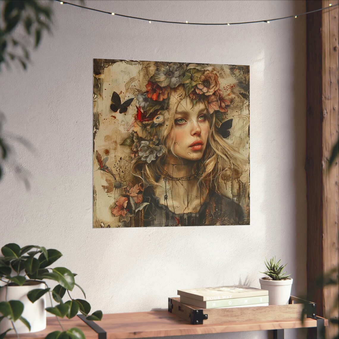 Nature Girl Vintage Butterfly Girl Poster