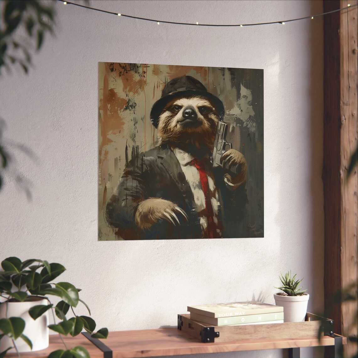 Gangster Sloth - Funny Animal Art Print