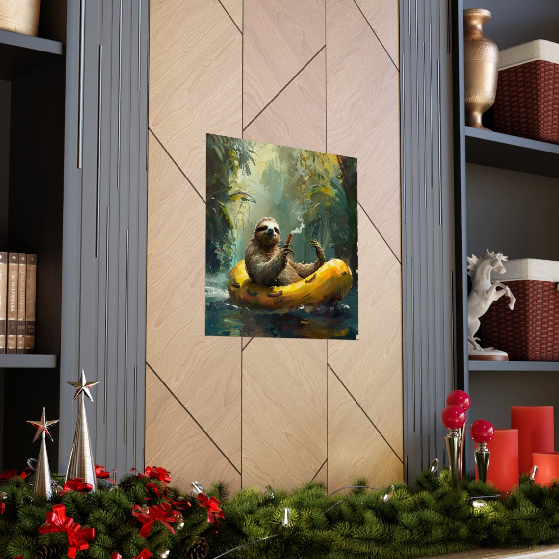 Sloth Riding a Raft Smoking a Blunt, Humor Art - Image 3