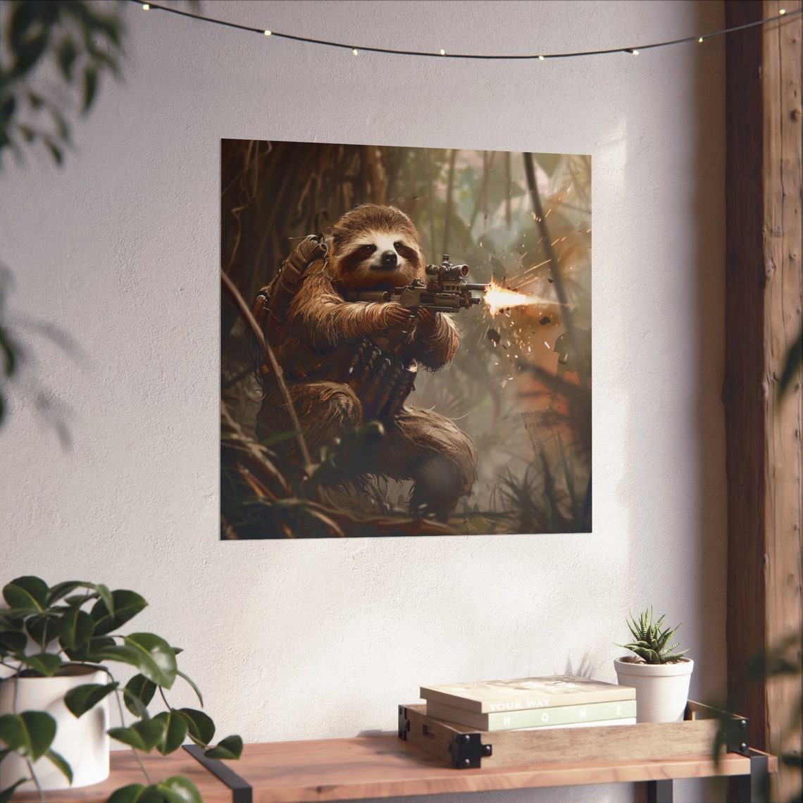 Army Sloth Poster, Sloth Humor Art Print