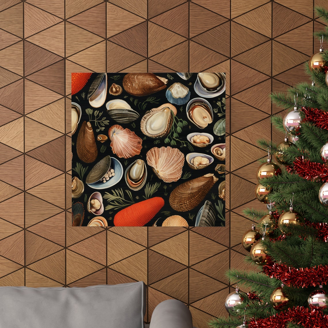 Shell Fish Poster, Mussel And Clam Pattern - Image 4