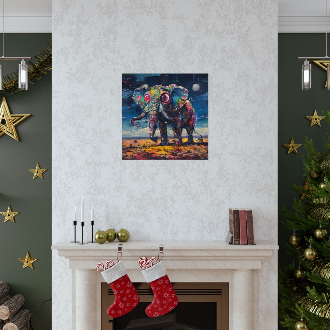 Giant Abstract Elephant Poster, Trippy Safari Animal - Image 2