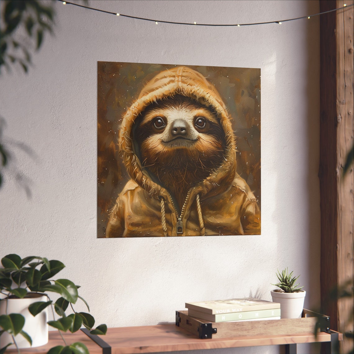 Sloth Wearing A Hoodie, Funny Sloth Art Print