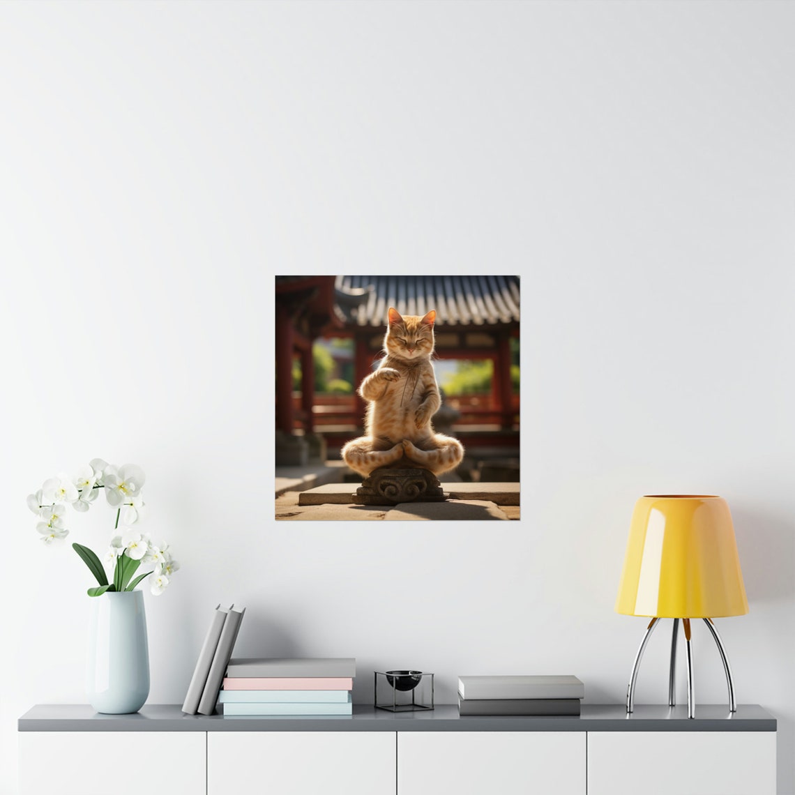 Meditation Master Rare Zen Orange Cat Art Print - Image 2