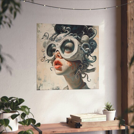 Serenity Girl, Futuristic Girl With Glasses Art Print