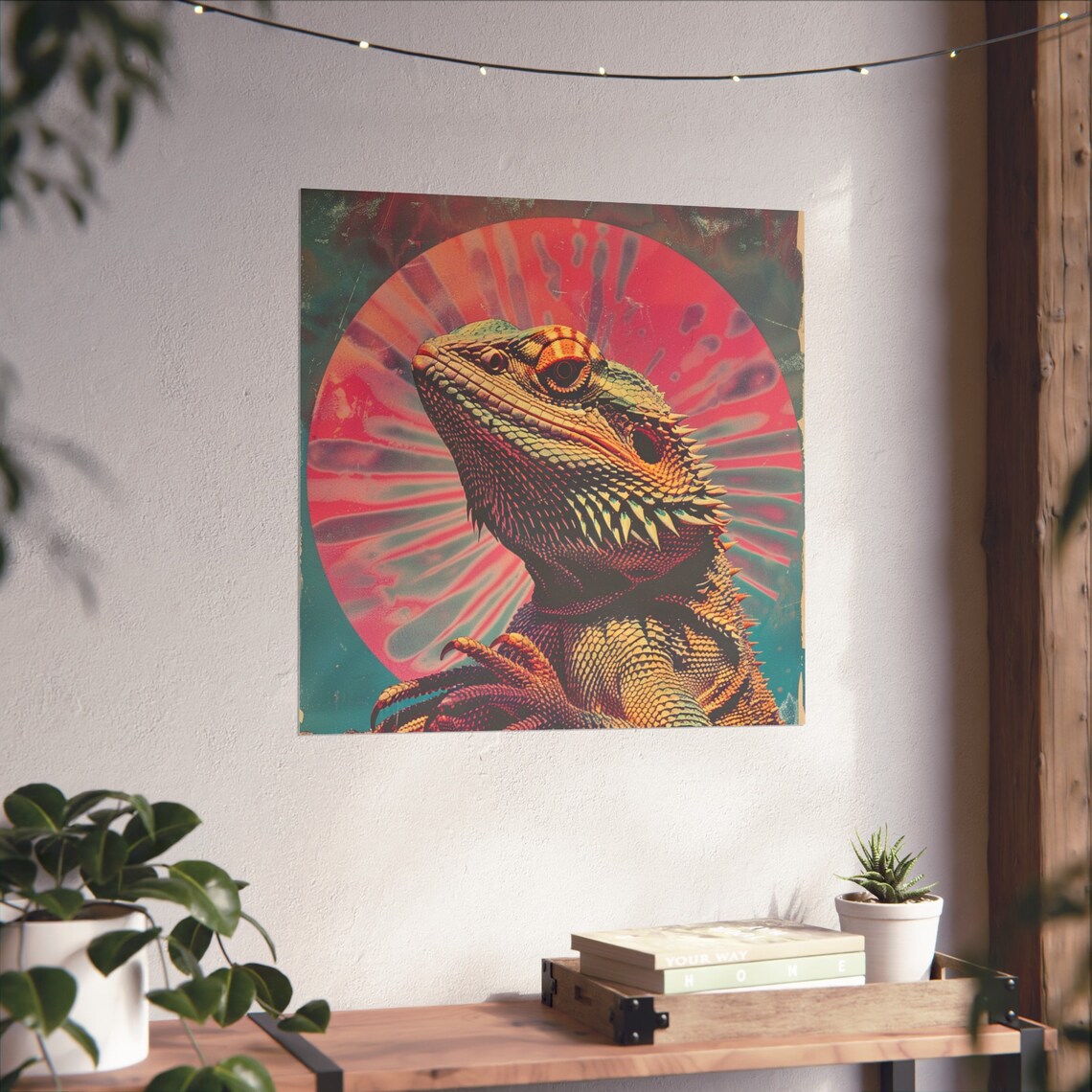 Vintage Retro Bearded Dragon, Abstract Humor Art