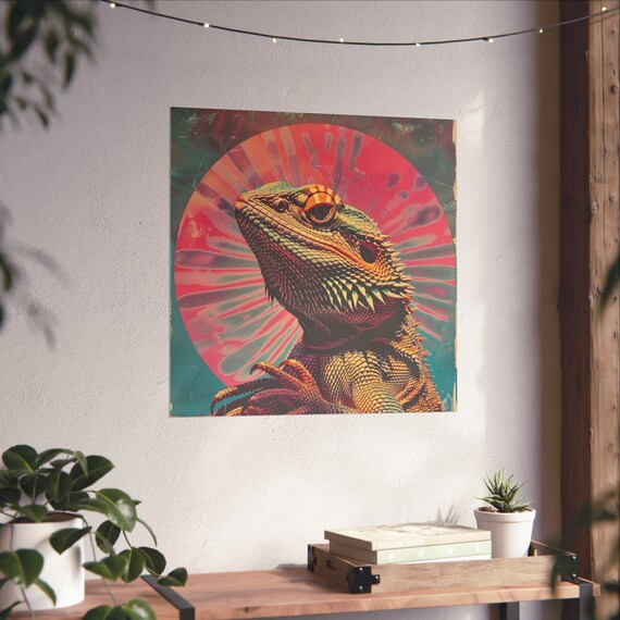 Vintage Retro Bearded Dragon, Abstract Humor Art