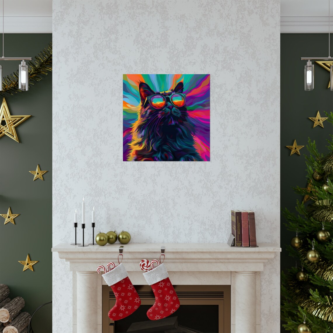 Cat Looking Through Rainbow Colored Glasses, Trippy Art - Image 2