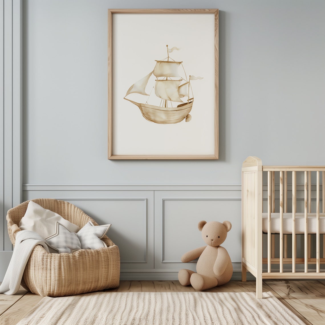 Watercolor Pirate Ship Nautical Kids Room Adventure Story Print - Image 4