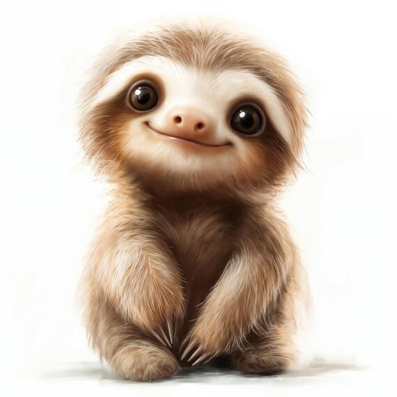 Adorable Smiling Baby Sloth with Big Sparkling Eyes Nursery Poster