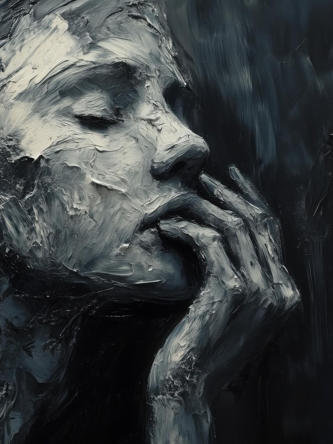 Inward Abstract Emotional Portrait, Textured Woman - Image 2