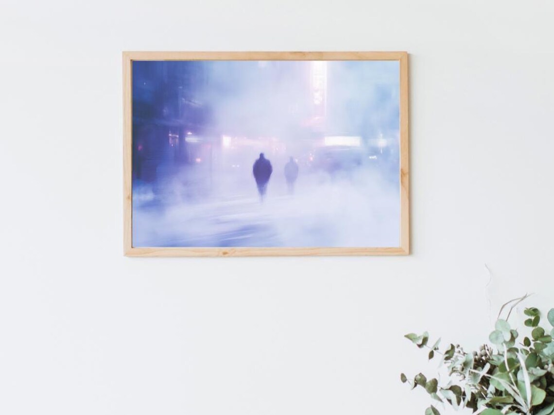 Blurry City Silhouettes, Dreamlike Urban Fog Art Print - Image 4
