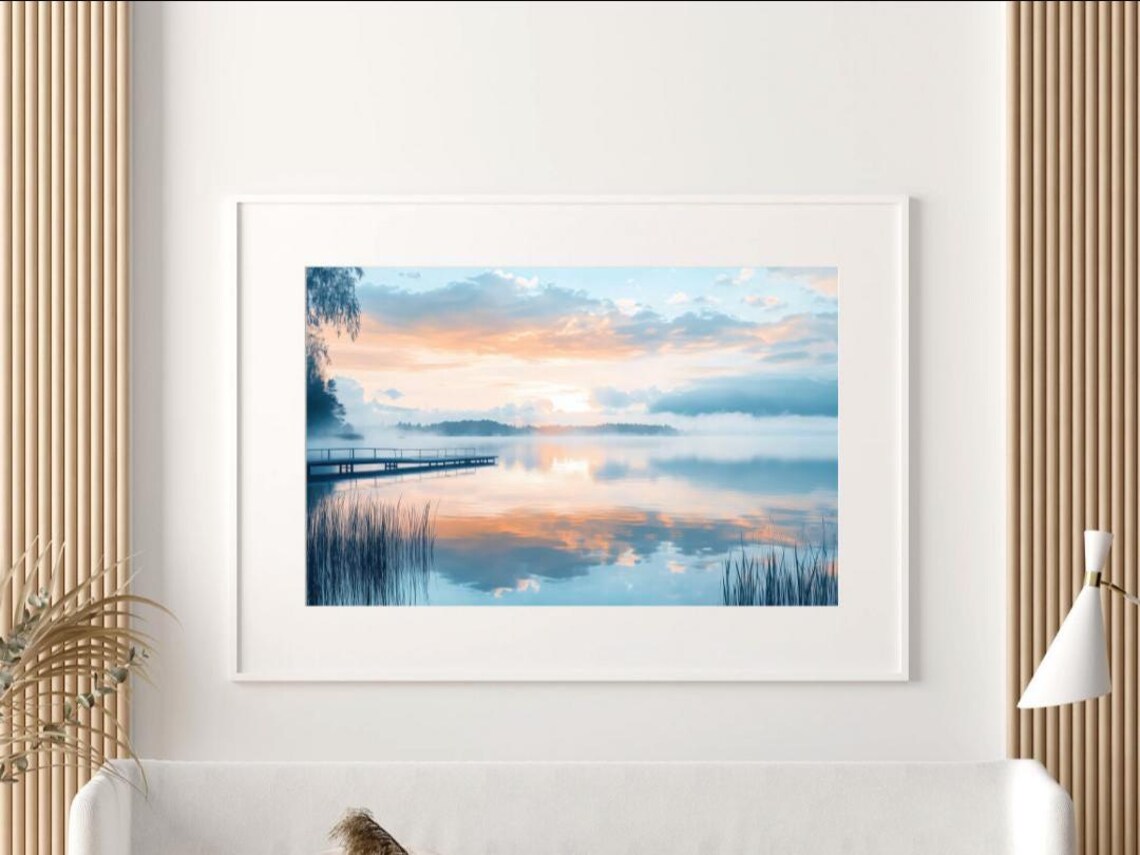 Still Waters Serene Lake Reflection Art Print - Image 3