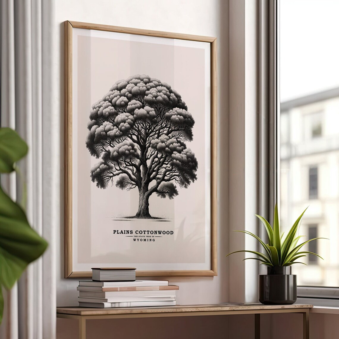 Plains Cottonwood Wyoming State Tree Vintage Botanical Sketch Poster
