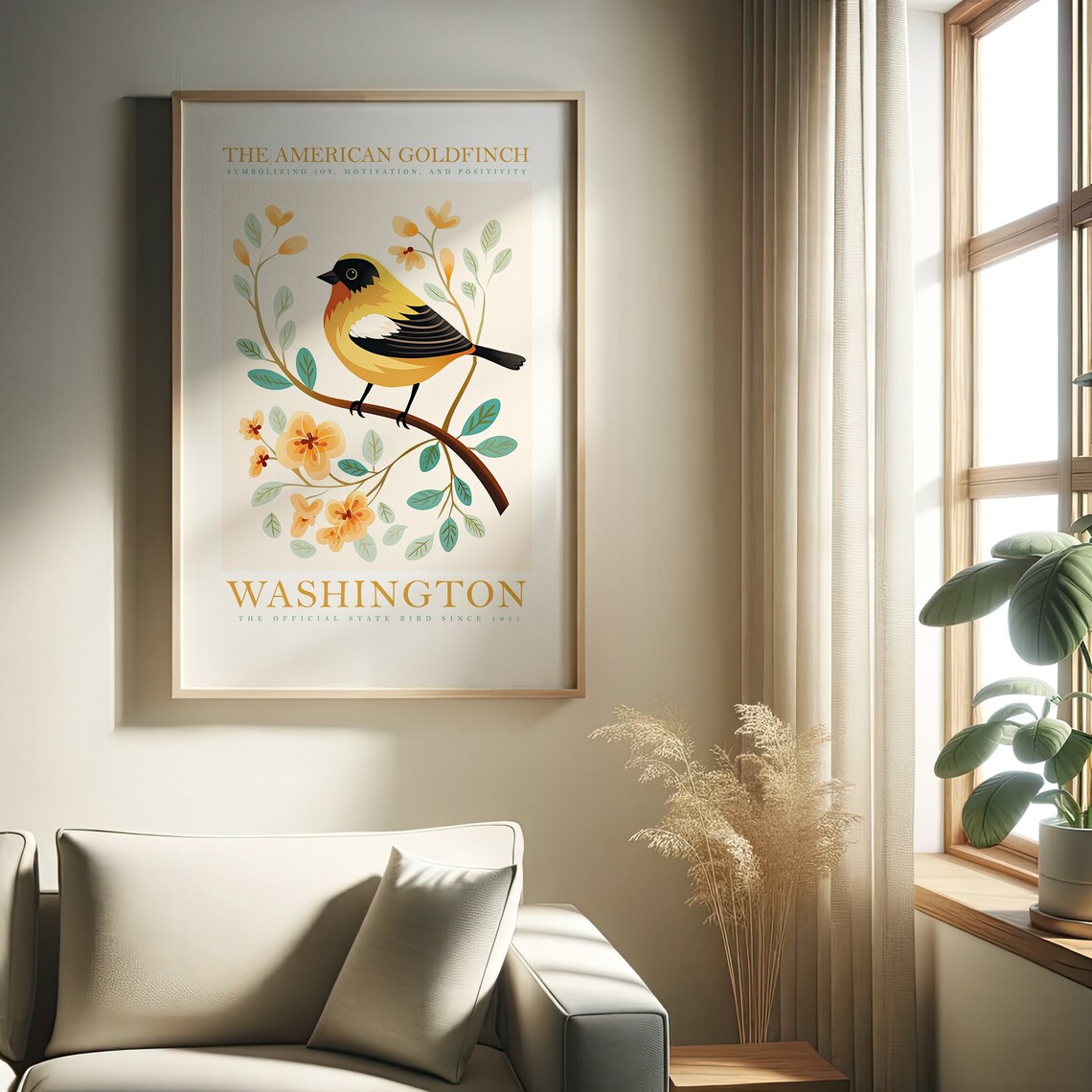 Washington State Goldfinch Bird Art Print