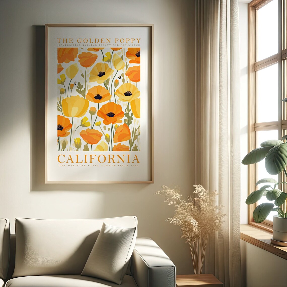 California State Flower Print, Golden Poppy Botanical