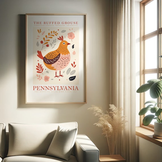 Pennsylvania State Bird Print Ruffed Grouse Print At Home Wall Art Print Instant Art Trendy Cute Posters