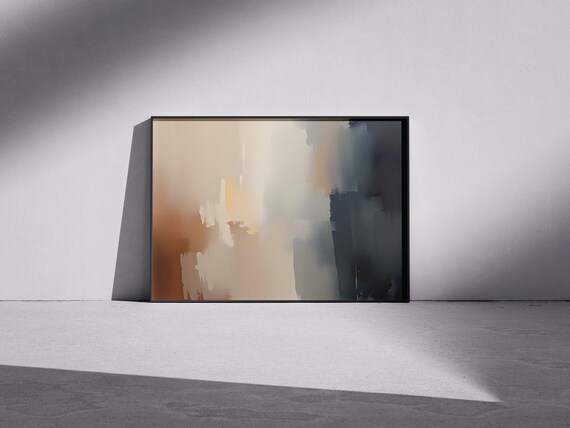 Terracotta Abstract Brushstroke Art Print Modern Minimalist Painting