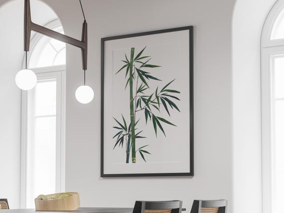 Japanese Bamboo Art Print Zen Ink Brush Minimalist Decor