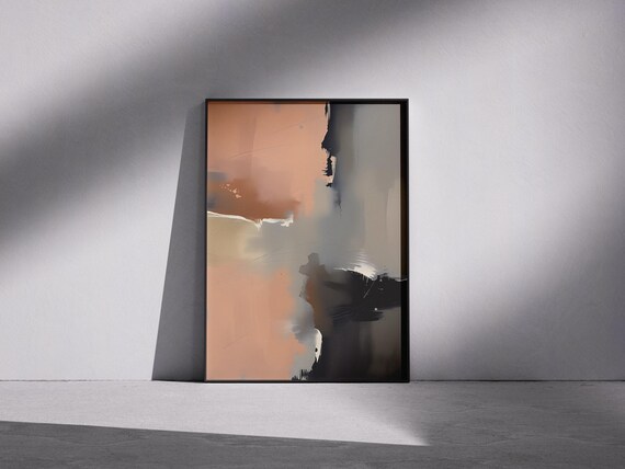 Terracotta Abstract Art Print Modern Brushstroke Painting