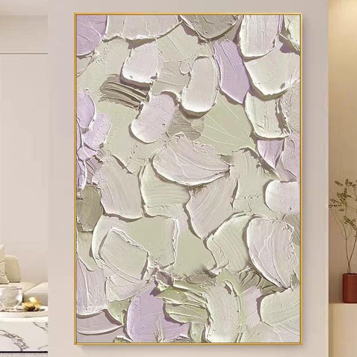 Light Green Lilac Petal Strokes Colorful Abstract Texture Art Poster