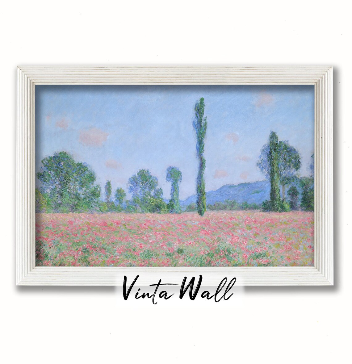 Poppy Field Poplar Trees Impressionist Bloom Meadow Scene Poster - Image 4