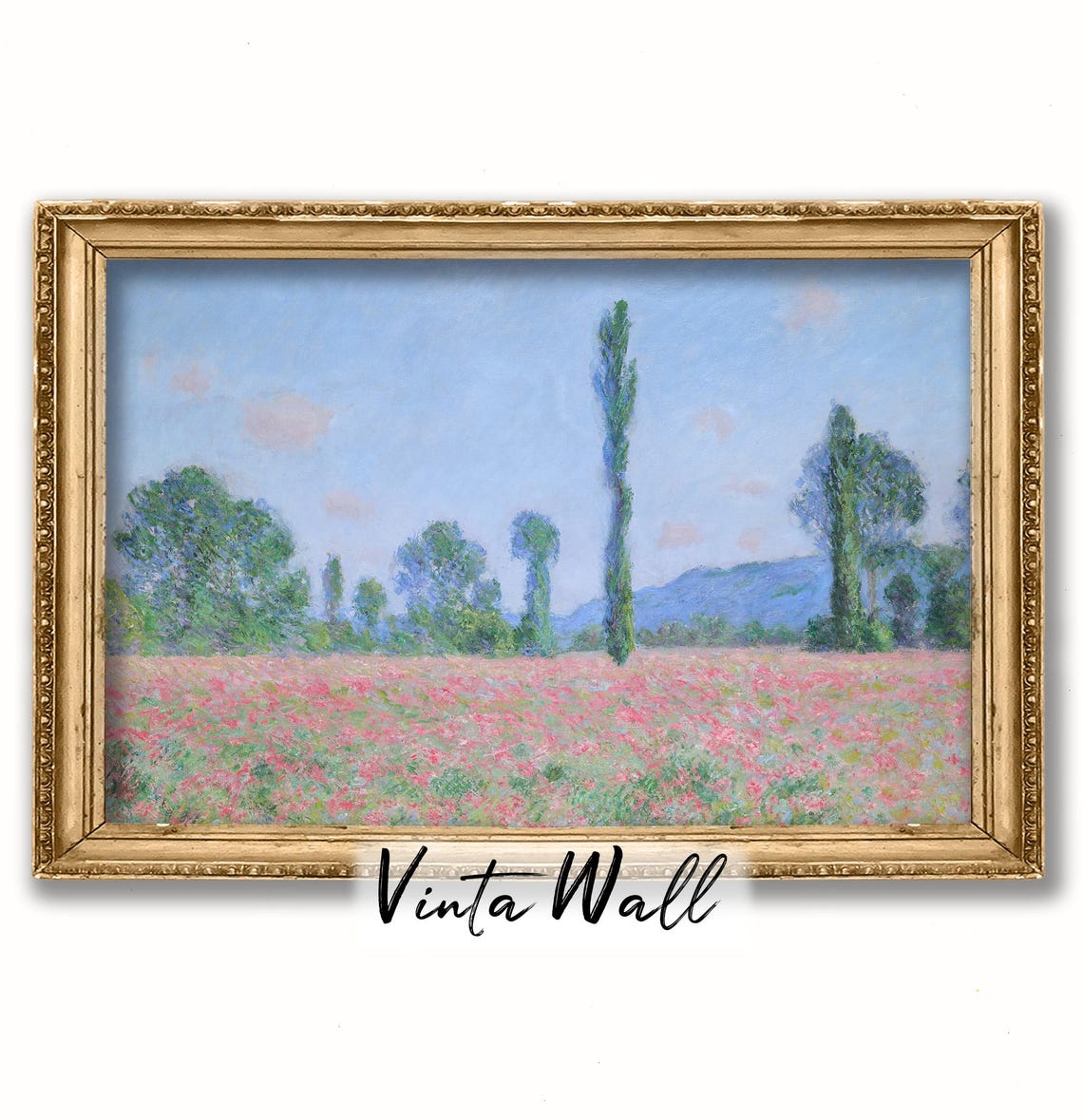 Poppy Field Poplar Trees Impressionist Bloom Meadow Scene Poster - Image 2