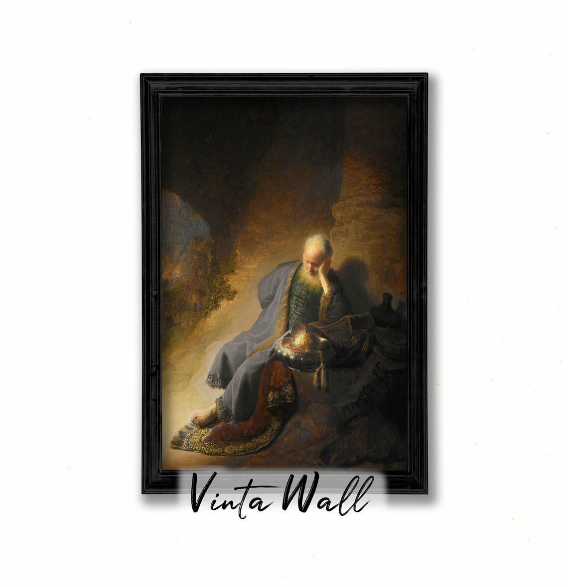 Old Bearded Hermit Cave Flickering Lamp Vintage Dark Art Poster - Image 2