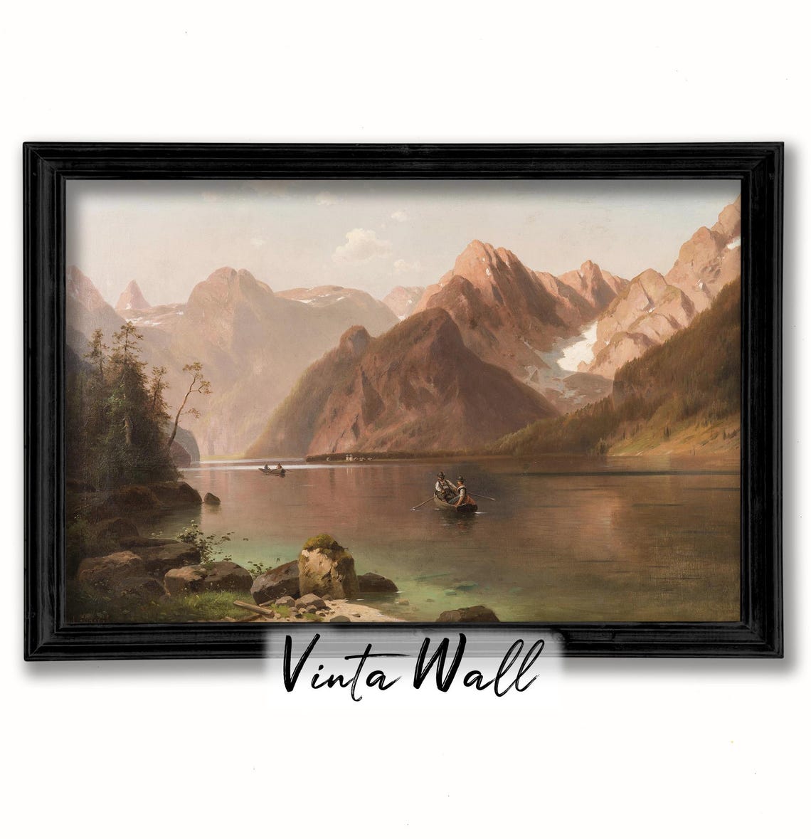 Dark Academia Tones Oil Painting Lake Autumn Colours Print Farmhouse Country Mountain Cottage Landscape Art Wall Decor Vintage - Image 2