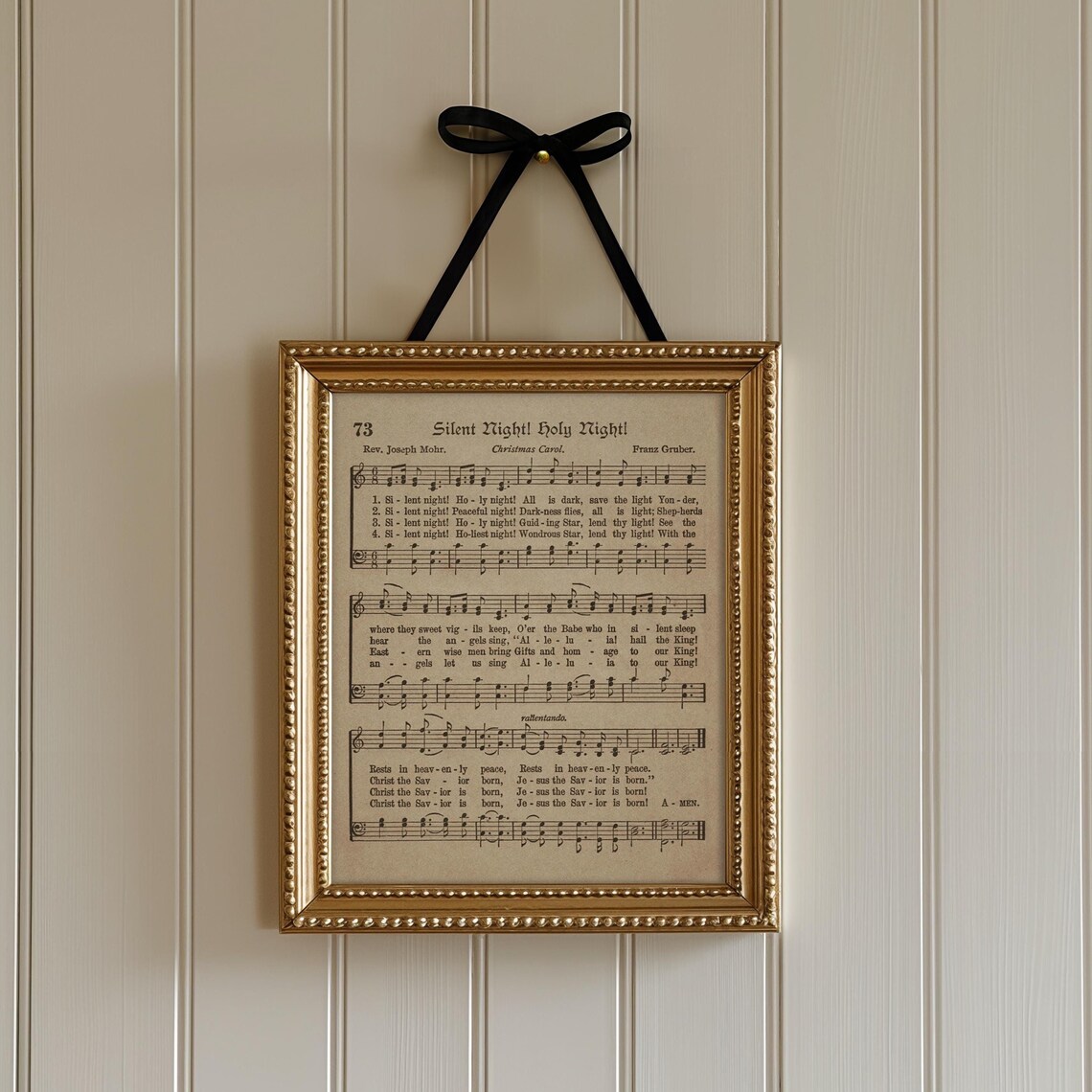 Silent Night Holy Night Vintage Carol Sheet Music Christmas Wall Art