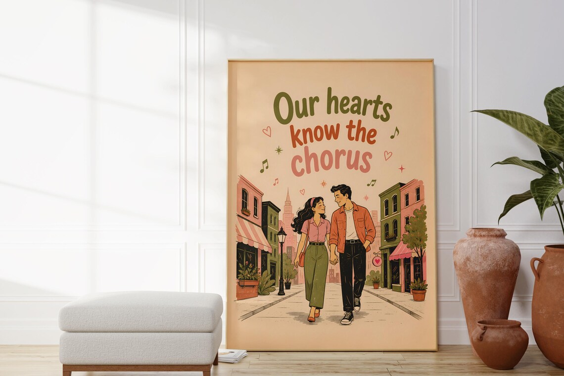 Midcentury Modern Lovers Quote Poster, 50s Style
