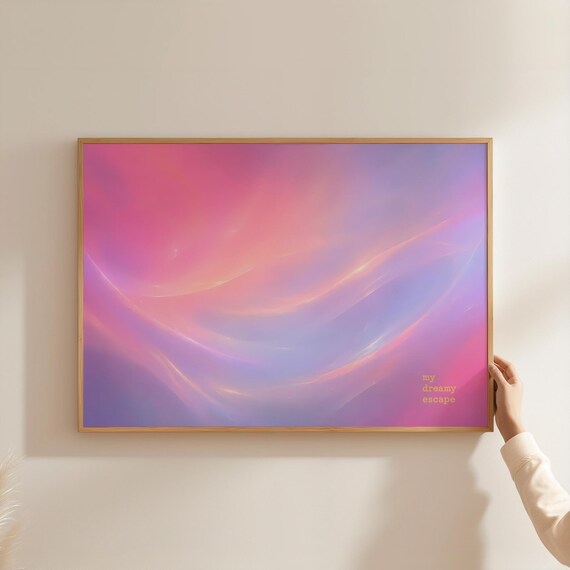 Pink Purple Gradient Aura Poster Dreamy Abstract Pastel Lavender Bedroom Art