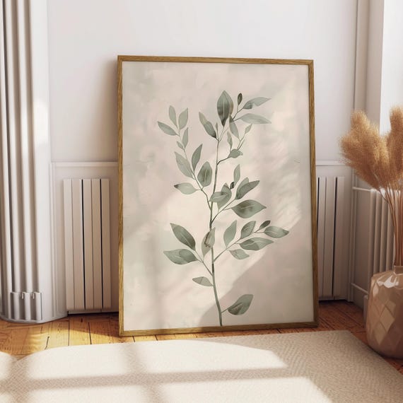 Minimalist Plant Poster Line Art Branch Black And White Botanical Wall Modern Boho Nature Decor