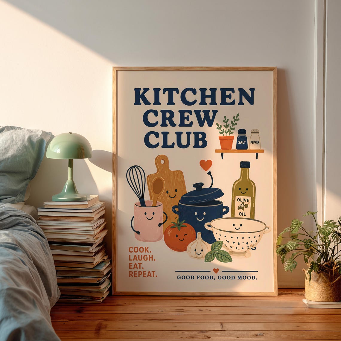 Funny Kitchen Crew Club Cute Retro Cooking Characters Poster