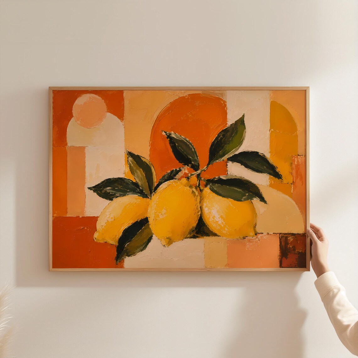 Textured Lemon Art Print, Boho Kitchen Decor