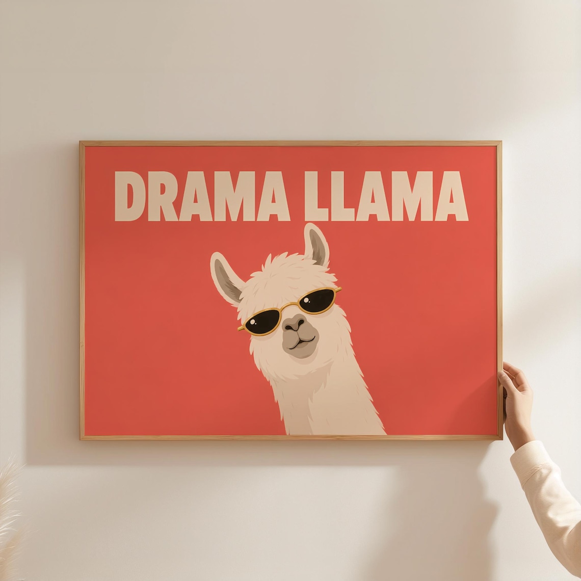 Drama Llama Funny Sunglasses Animal Poster Orange Humor Wall Decor