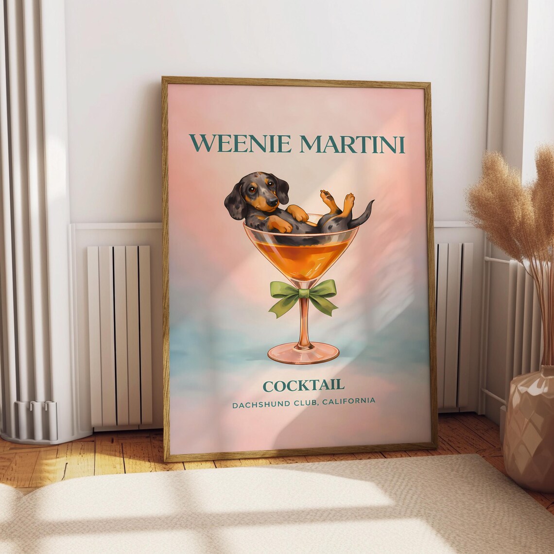 Dachshund Poster, Funny Illustration Wall Art Print