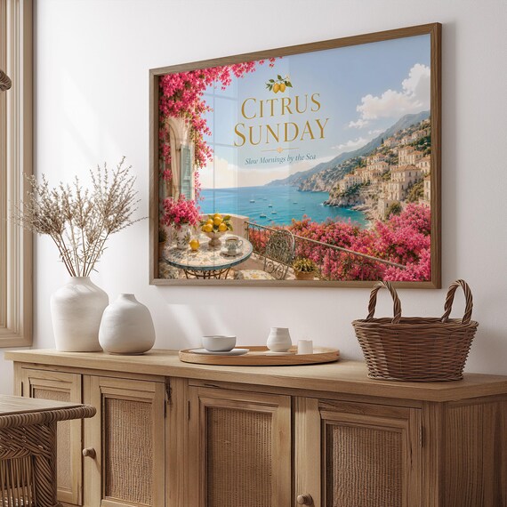 Citrus Sunday Slow Mornings By The Sea Coastal Lemon Art Poster