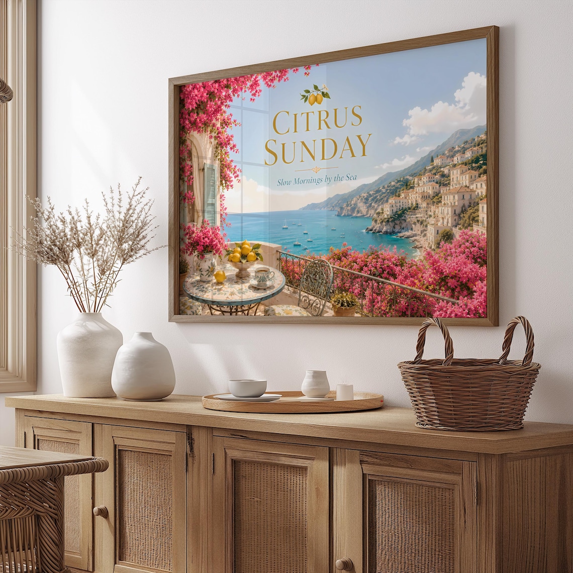 Citrus Sunday Slow Mornings By The Sea Coastal Lemon Art Poster
