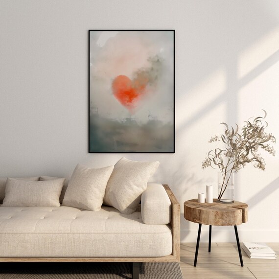 Abstract Heart Download Red Printable Nebula Love Digital Wall Art Emotional Print Diy Teal And Home Decor Instant