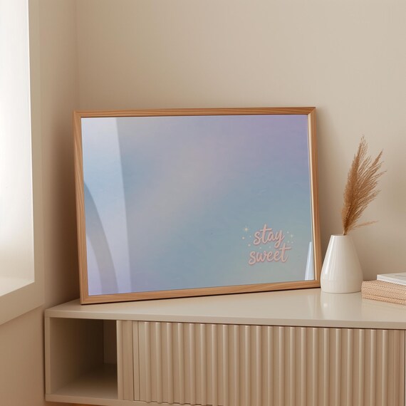 Stay Sweet Aura Poster Horizontal Blue Gradient Spiritual Decor