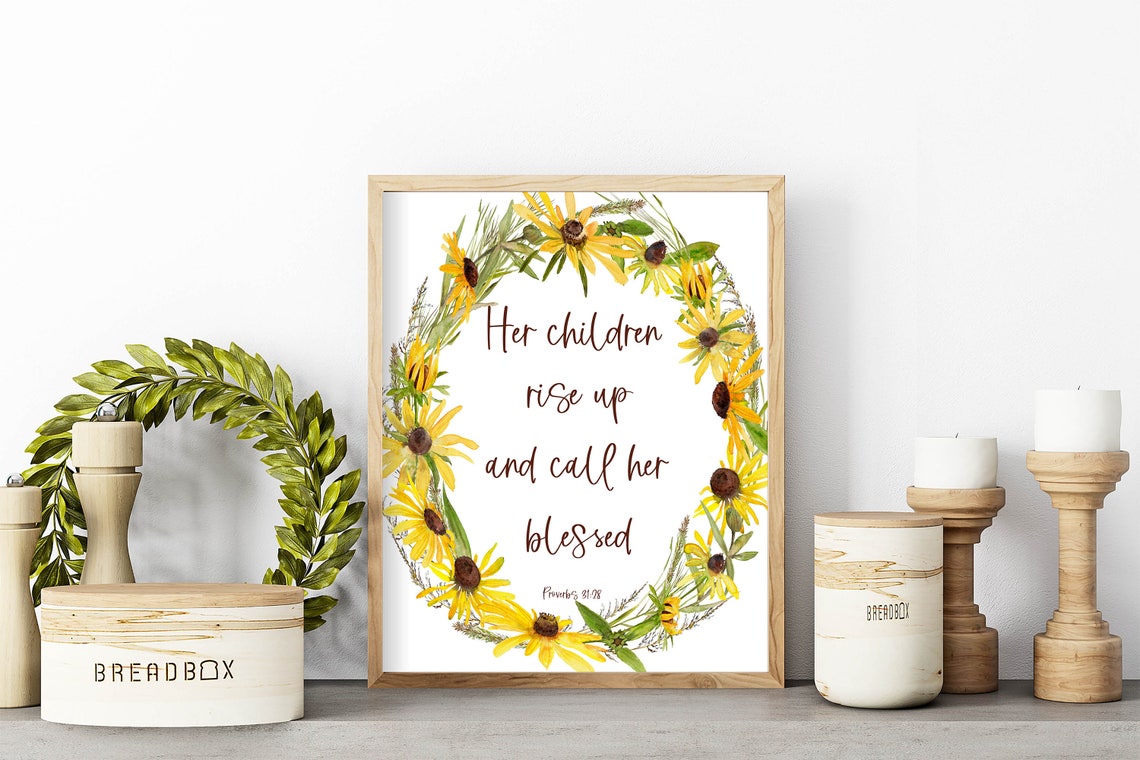 Proverbs 3128 Mothers Day Bible Verse Mothers Day Bible Verse Print Mothers Day Gift 5x7 8x10 11x14 Wildflower Wreath - Image 5